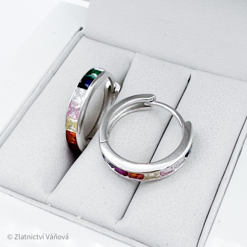 Stříbrné náušnice s barevnými zirkony